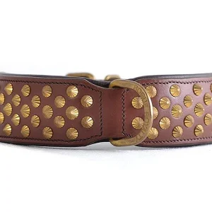Dog Collar - Ruthless Brown Leather & Brass (Wide Fit)