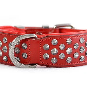 Dog Collar - Imperial Red (Diamond Cone Studs)